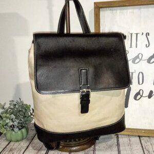 Vintage Iconic Princess Diaries Coach Black White Leather Canvas Backpack